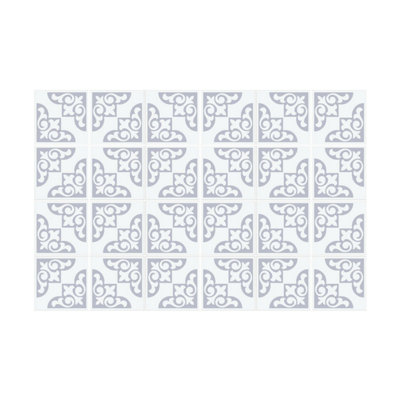 24 Pieces 15x15cm Osborne Monocromatic Light Grey Victorian Tile Stickers