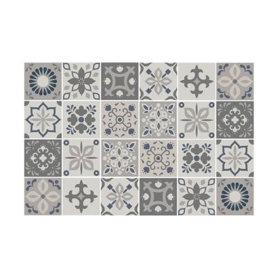 24 Pieces 15x15cm Palace Light Grey Moroccan Tile Stickers
