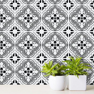 24 Pieces 15x15cm Seamless Antique Floral Tile Stickers