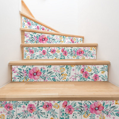 24 Pieces 15x15cm Sweet Spring Bouquet Tile Stickers - 3
