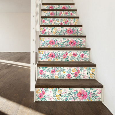 24 Pieces 15x15cm Sweet Spring Bouquet Tile Stickers - 5