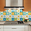 24 Pieces 15x15cm Temara Yellow and Blue Moroccan Tile Stickers