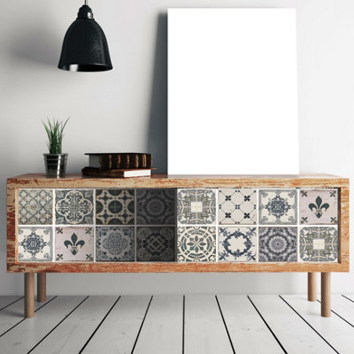 24 Pieces 15x15cm Vintage Blue Tile Stickers - 4