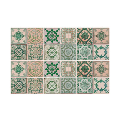 24 Pieces 15x15cm Vintage Green Antique Azulejo Tile Stickers