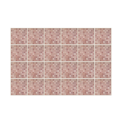 24 Pieces 15x15cm Vintage Pink Marble Mosaic Tile Stickers