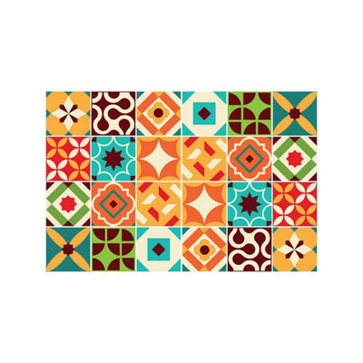24 Pieces 15x15cm Ziggy Colourful Retro Tile Stickers - 4