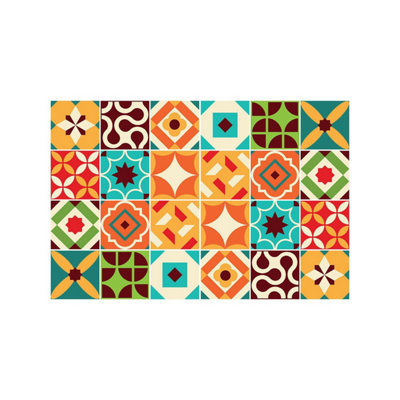 24 Pieces 15x15cm Ziggy Colourful Retro Tile Stickers