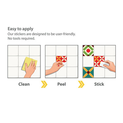 24 Pieces 15x15cm Ziggy Colourful Retro Tile Stickers - 6