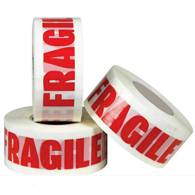 24 Rolls Of Fragile Strong Packing Parcel Tape 48mm X 50m Sellotape Stationary
