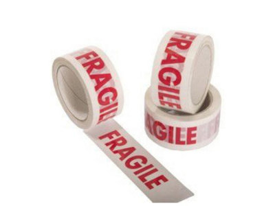 24 Rolls Of Fragile Strong Packing Parcel Tape 48mm X 50m Sellotape Stationary