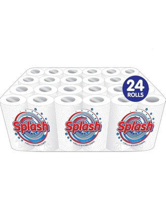24 Splash Kitchen Towel 4 Pack Rolls, White Paper Embossed Strong ...