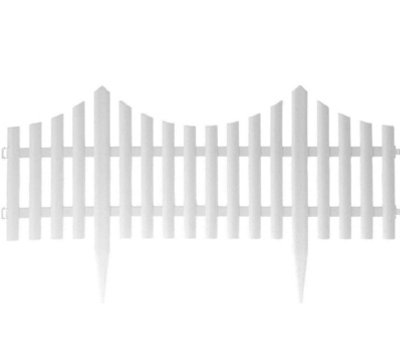 24 White Picket Fence Wood Effect Plastic Edging Flexi Garden Flower Bed Lawn