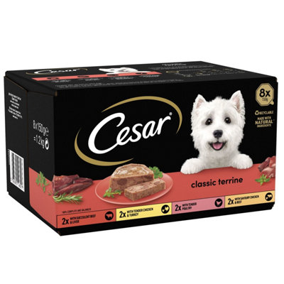 24 x 150g Cesar Classics Adult Wet Dog Food Trays Mixed Selection in Loaf
