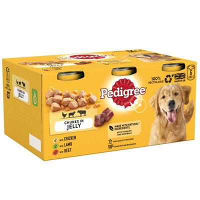 24 x 385g Pedigree Adult Wet Dog Food Tins Mixed Selection in Jelly Dog Can Lamb Beef Chicken