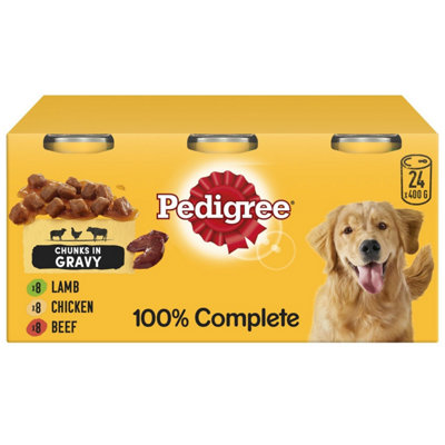 24 x 400g Pedigree Adult Wet Dog Food Tins Mixed Selection in Gravy