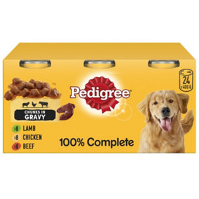 24 x 400g Pedigree Adult Wet Dog Food Tins Mixed Selection in Gravy