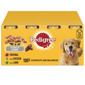24 x 400g Pedigree Adult Wet Dog Food Tins Mixed Selection in Loaf Dog Can