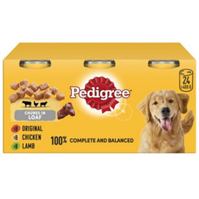 24 x 400g Pedigree Adult Wet Dog Foods Tins Mixed Selection in Loaf Dog Can
