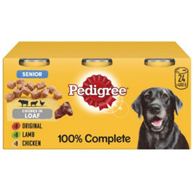 24 x 400g Pedigree Senior Wet Dog Food Tins Mixed Meat Selection in Loaf Dog Can