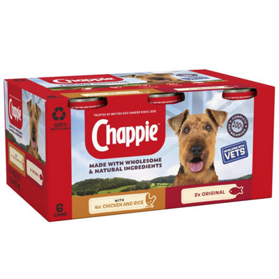 24 x 412g Chappie Adult Wet Dog Food Tins Favourites Original Chicken Rice