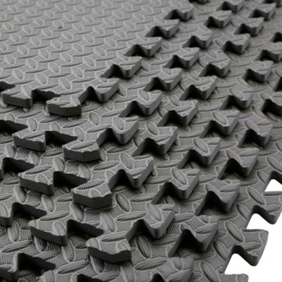 24 x Interlocking EVA Foam Floor Tiles EVA Grey Shock Absorbing Garage Shed Gym