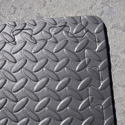24 x Interlocking EVA Foam Floor Tiles EVA Grey Shock Absorbing Garage Shed Gym