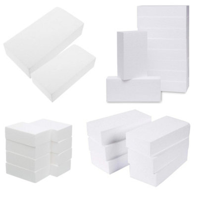 24 x White Polystyrene 20x10x5cm (8x4x2") Foam Blocks For Sculpture Modelling, DIY, Arts, Crafting Class & Floral Arrangements