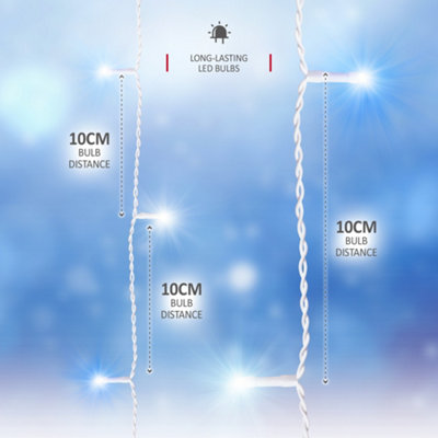 240 LED Icicle Lights 7.5M Indoor/Outdoor Christmas Lights with White Cable - Blue & Cool White - 3