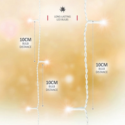 240 LED Icicle Lights 7.5M Indoor/Outdoor Christmas Lights with White Cable - Warm White - 3