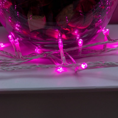 240 LED Pink Multi-Function Christmas String Lights with Clear Cable - 3