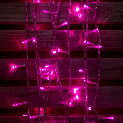 240 LED Pink Multi-Function Christmas String Lights with Clear Cable - 4