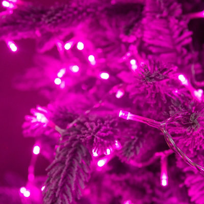 240 LED Pink Multi-Function Christmas String Lights with Clear Cable - 5