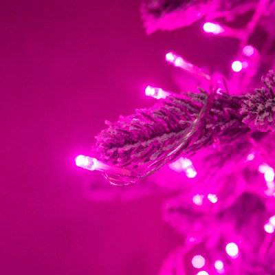 240 LED Pink Multi-Function Christmas String Lights with Clear Cable - 6