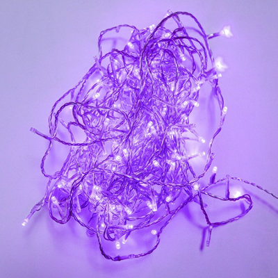 240 LED Purple Multi-Function Christmas String Lights with Clear Cable - 3