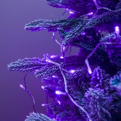 240 LED Purple Multi-Function Christmas String Lights with Clear Cable - 7