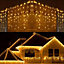 240 Warm White ICICLE LED Lights Clear Cable with 8 Effects Multifunction Auto Memory Indoor/Outdoor Christmas