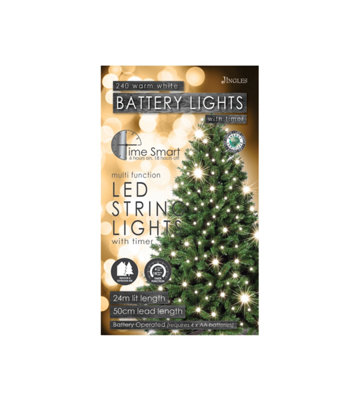 240 Warm White LED Battery Operated Christmas Lights with Timer