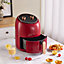 2400W 8L Family Size Red Knob Air Fryer with Timer,Non-Stick Removable Basket