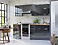 240cm Set Kitchen 10 Units Cabinets Acrylic Legs Soft Close Grey High Gloss LUXE