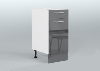 240cm Set Kitchen 10 Units Cabinets Acrylic Legs Soft Close Grey High Gloss LUXE