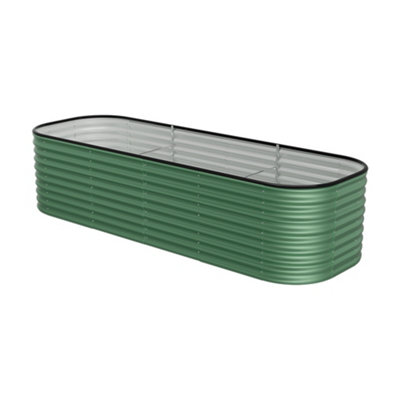 240cm W x 80cm D Light Green Oval-Shaped Galvanized Steel Raised Garden Bed Outdoor Use Only