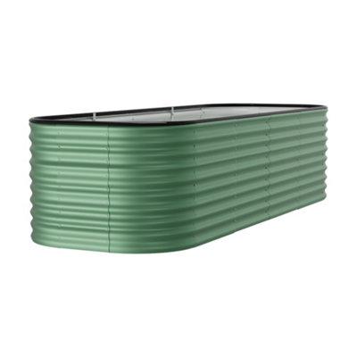 240cm W x 80cm D Light Green Oval-Shaped Galvanized Steel Raised Garden Bed Outdoor Use Only - 3