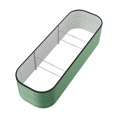 240cm W x 80cm D Light Green Oval-Shaped Galvanized Steel Raised Garden Bed Outdoor Use Only - 5
