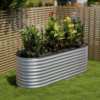 240cm W x 80cm D Silver Galvanized steel Raised Garden Bed Kit Raised Planter Box kit Bottomless for Gardening Flower