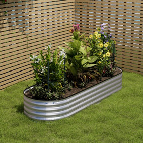 240cm W x 80cm D Silver Galvanized steel Raised Garden Bed Kit Raised Planter Box kit Bottomless for Gardening