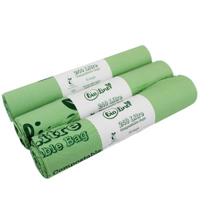 240L Bioliner Compostable Large Wheelie Bin Bin Liners - 3 Rolls