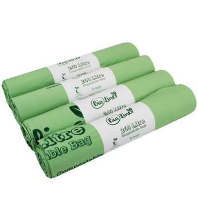 240L Bioliner Compostable Large Wheelie Bin Bin Liners - 4 Rolls
