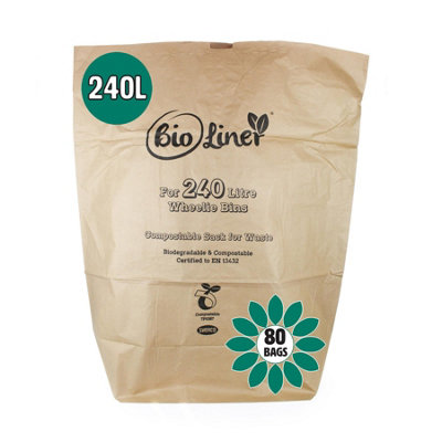240L EcoSack Paper Compostable Kerbside Caddy Liners - 80 Bags