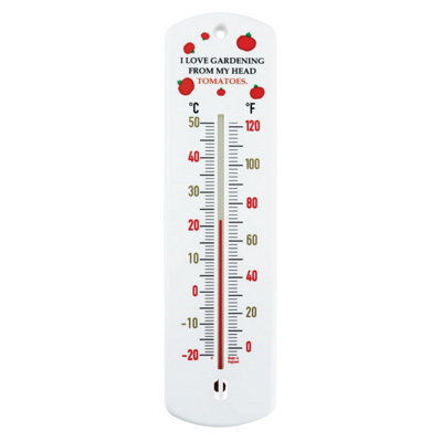 240mm Thermometer for Indoor or Outdoor use in Garden Greenhouse Shed Allotment (I love gardening from my head tomatoes)