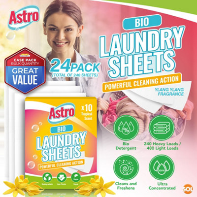 240pk Bio Laundry Detergent Sheet Washing Powder Sheets, Tropical Scent Washing Sheets Detergent Laundry Sheet Detergent